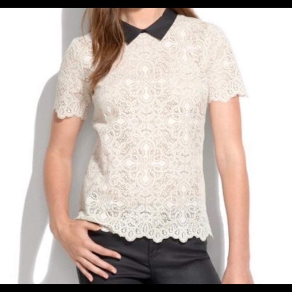 SOLD🎉Madewell Lace Blouse Short Sleeve, Medium - Picture 1 of 1
